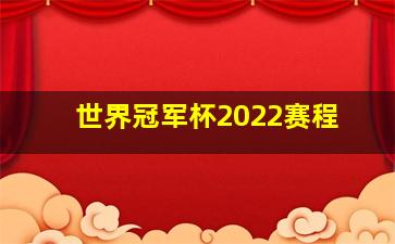 世界冠军杯2022赛程