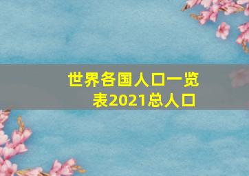 世界各国人口一览表2021总人口