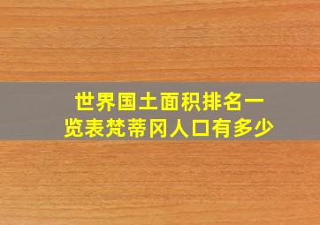 世界国土面积排名一览表梵蒂冈人口有多少