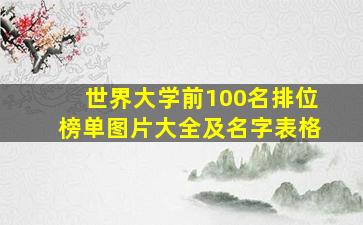 世界大学前100名排位榜单图片大全及名字表格