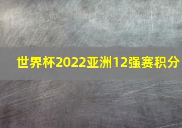 世界杯2022亚洲12强赛积分