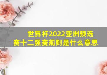 世界杯2022亚洲预选赛十二强赛规则是什么意思