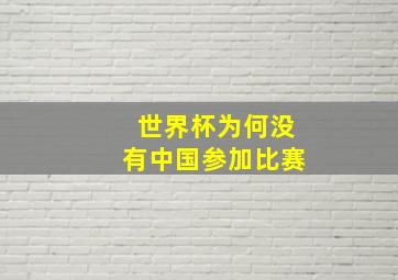 世界杯为何没有中国参加比赛