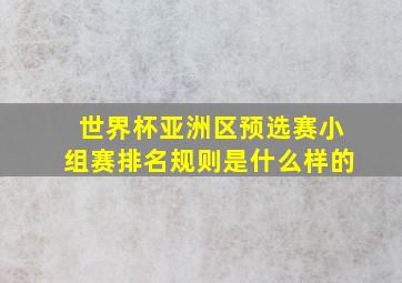 世界杯亚洲区预选赛小组赛排名规则是什么样的