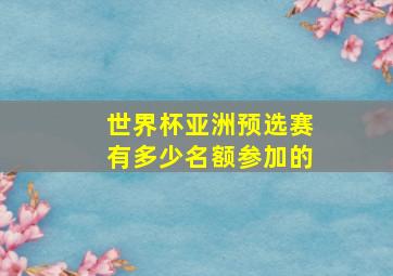 世界杯亚洲预选赛有多少名额参加的