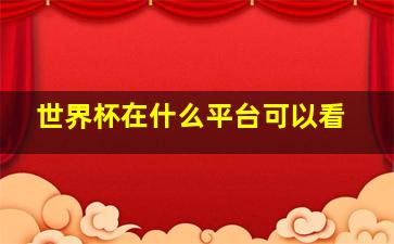 世界杯在什么平台可以看