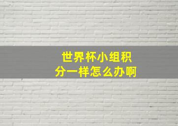 世界杯小组积分一样怎么办啊