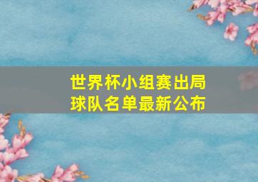 世界杯小组赛出局球队名单最新公布