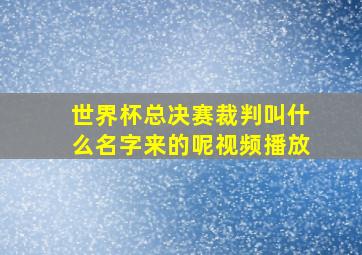 世界杯总决赛裁判叫什么名字来的呢视频播放