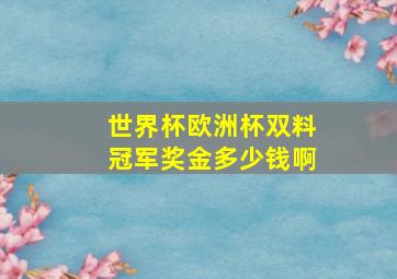 世界杯欧洲杯双料冠军奖金多少钱啊