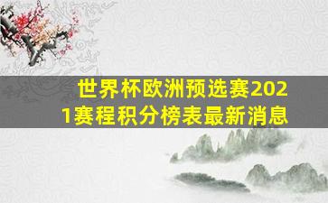 世界杯欧洲预选赛2021赛程积分榜表最新消息