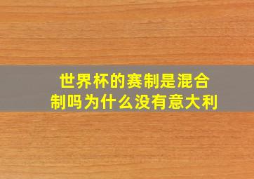 世界杯的赛制是混合制吗为什么没有意大利