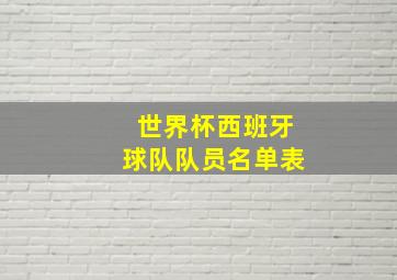 世界杯西班牙球队队员名单表