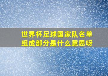 世界杯足球国家队名单组成部分是什么意思呀