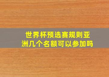 世界杯预选赛规则亚洲几个名额可以参加吗