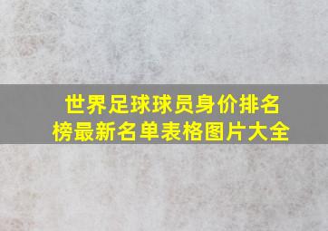 世界足球球员身价排名榜最新名单表格图片大全