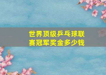 世界顶级乒乓球联赛冠军奖金多少钱