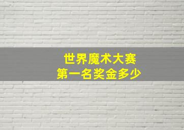 世界魔术大赛第一名奖金多少