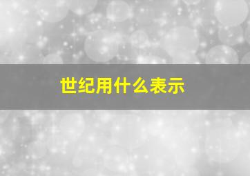 世纪用什么表示