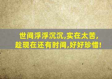 世间浮浮沉沉,实在太苦,趁现在还有时间,好好珍惜!