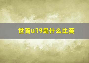 世青u19是什么比赛