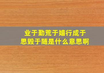 业于勤荒于嬉行成于思毁于随是什么意思啊