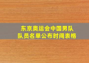 东京奥运会中国男队队员名单公布时间表格