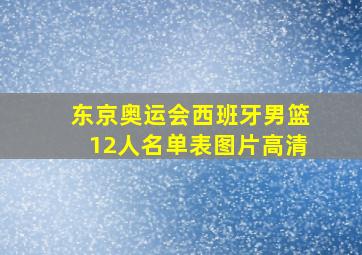 东京奥运会西班牙男篮12人名单表图片高清