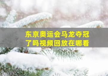 东京奥运会马龙夺冠了吗视频回放在哪看