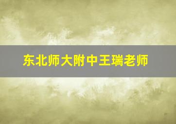 东北师大附中王瑞老师