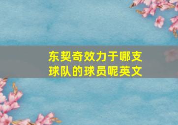 东契奇效力于哪支球队的球员呢英文