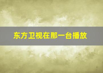 东方卫视在那一台播放