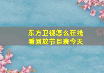 东方卫视怎么在线看回放节目表今天