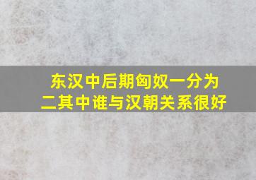 东汉中后期匈奴一分为二其中谁与汉朝关系很好