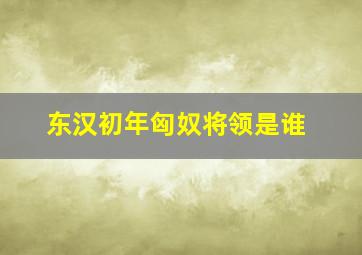 东汉初年匈奴将领是谁