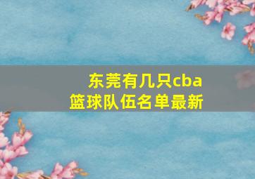 东莞有几只cba篮球队伍名单最新