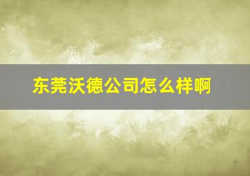 东莞沃德公司怎么样啊