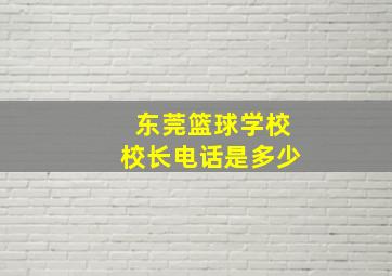 东莞篮球学校校长电话是多少