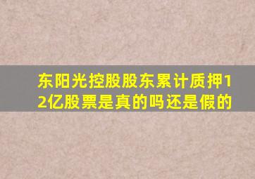 东阳光控股股东累计质押12亿股票是真的吗还是假的