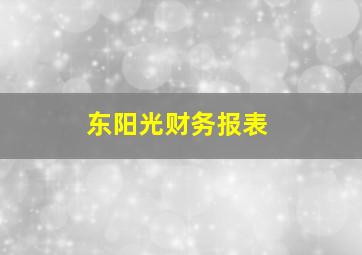 东阳光财务报表