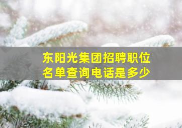 东阳光集团招聘职位名单查询电话是多少