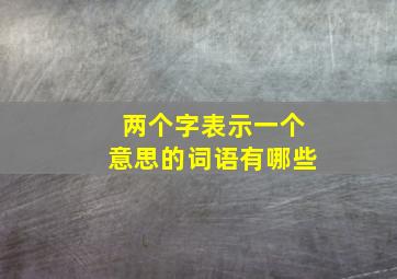 两个字表示一个意思的词语有哪些