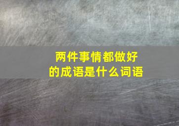 两件事情都做好的成语是什么词语