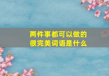 两件事都可以做的很完美词语是什么