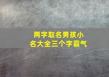 两字取名男孩小名大全三个字霸气