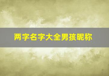 两字名字大全男孩昵称