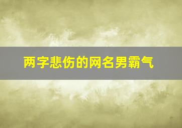 两字悲伤的网名男霸气