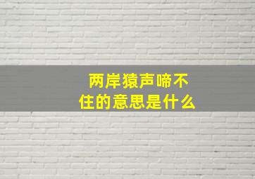 两岸猿声啼不住的意思是什么