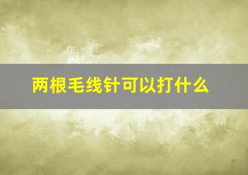 两根毛线针可以打什么