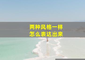 两种风格一样怎么表达出来